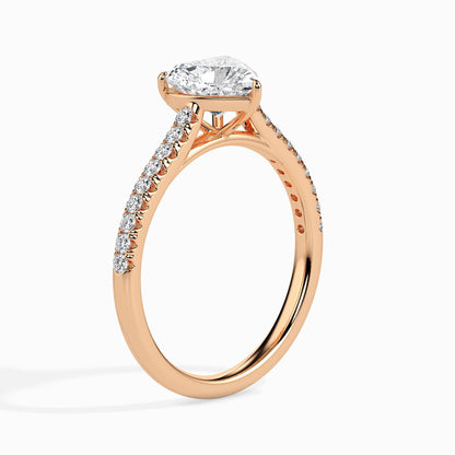 50 Cent Heart Solitaire Ring in Diamond Band
