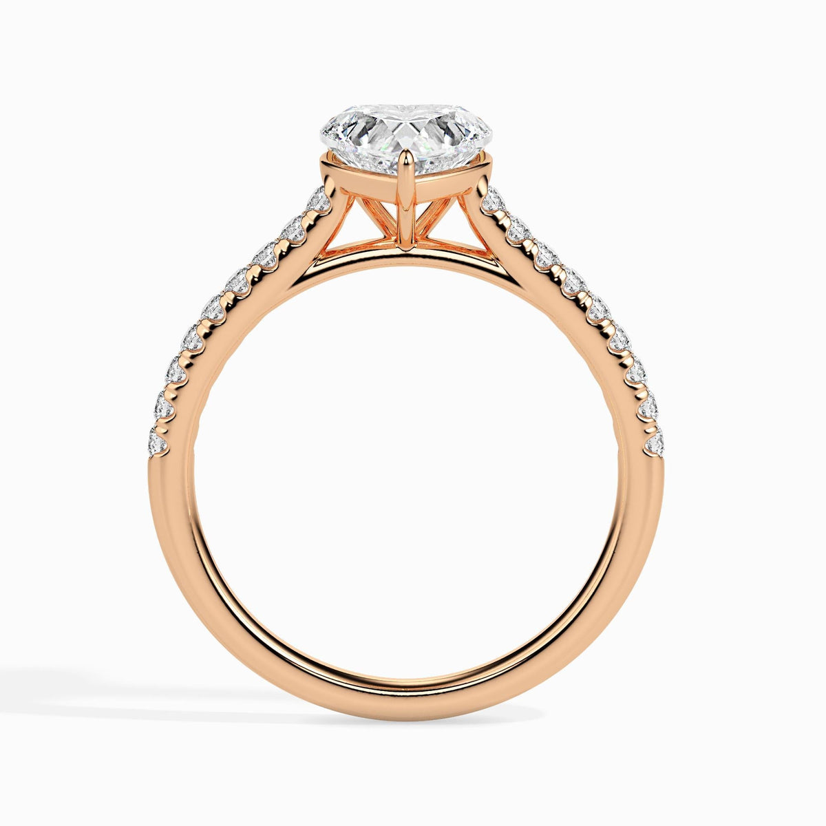 50 Cent Heart Solitaire Ring in Diamond Band