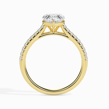 50 Cent Heart Solitaire Ring in Diamond Band
