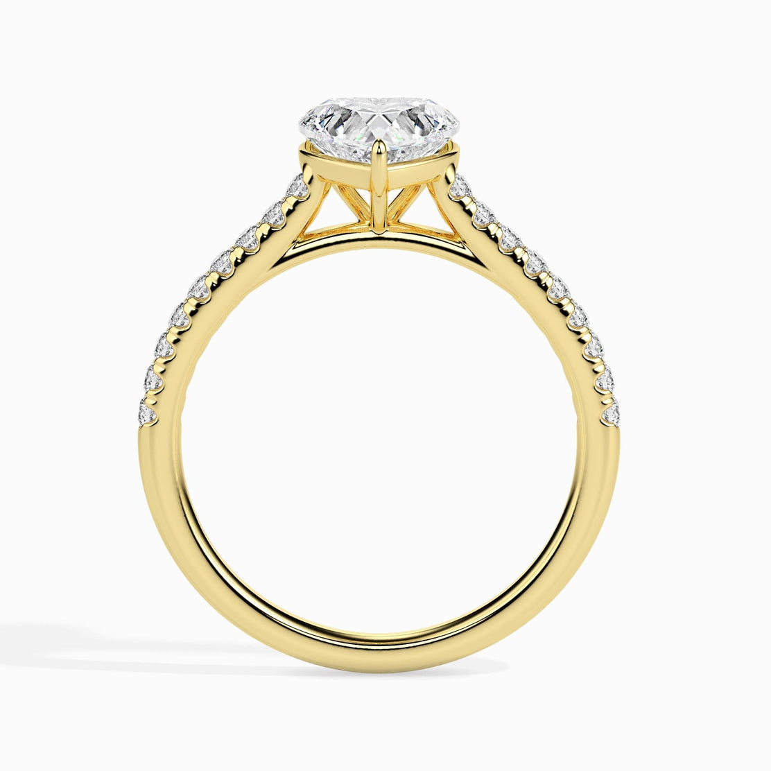 50 Cent Heart Solitaire Ring in Diamond Band