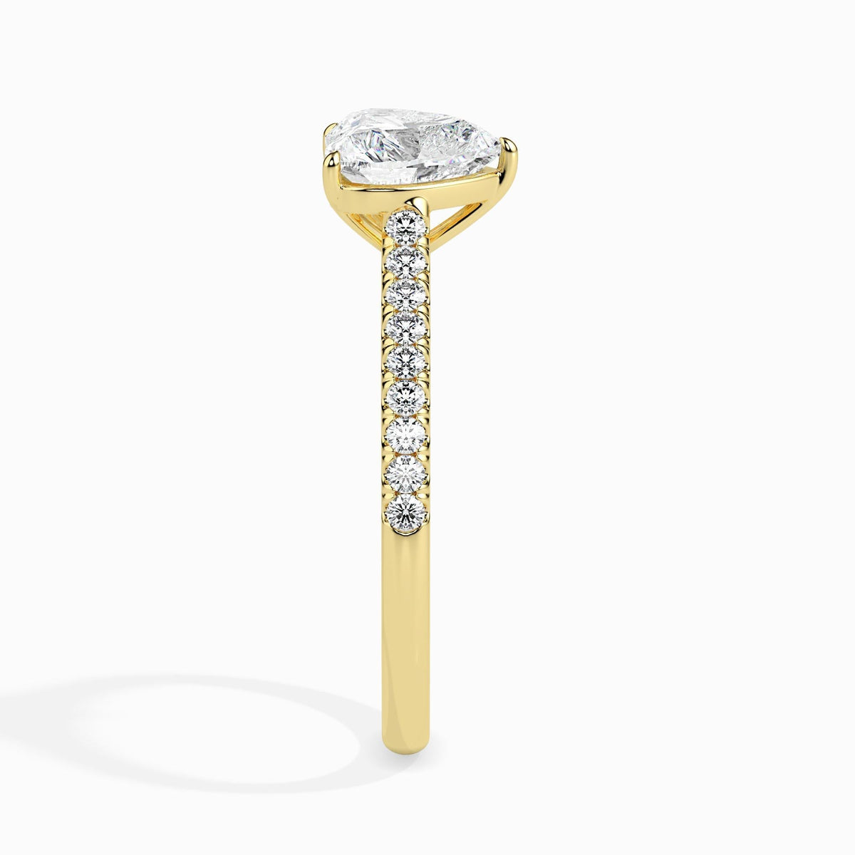 50 Cent Heart Solitaire Ring in Diamond Band
