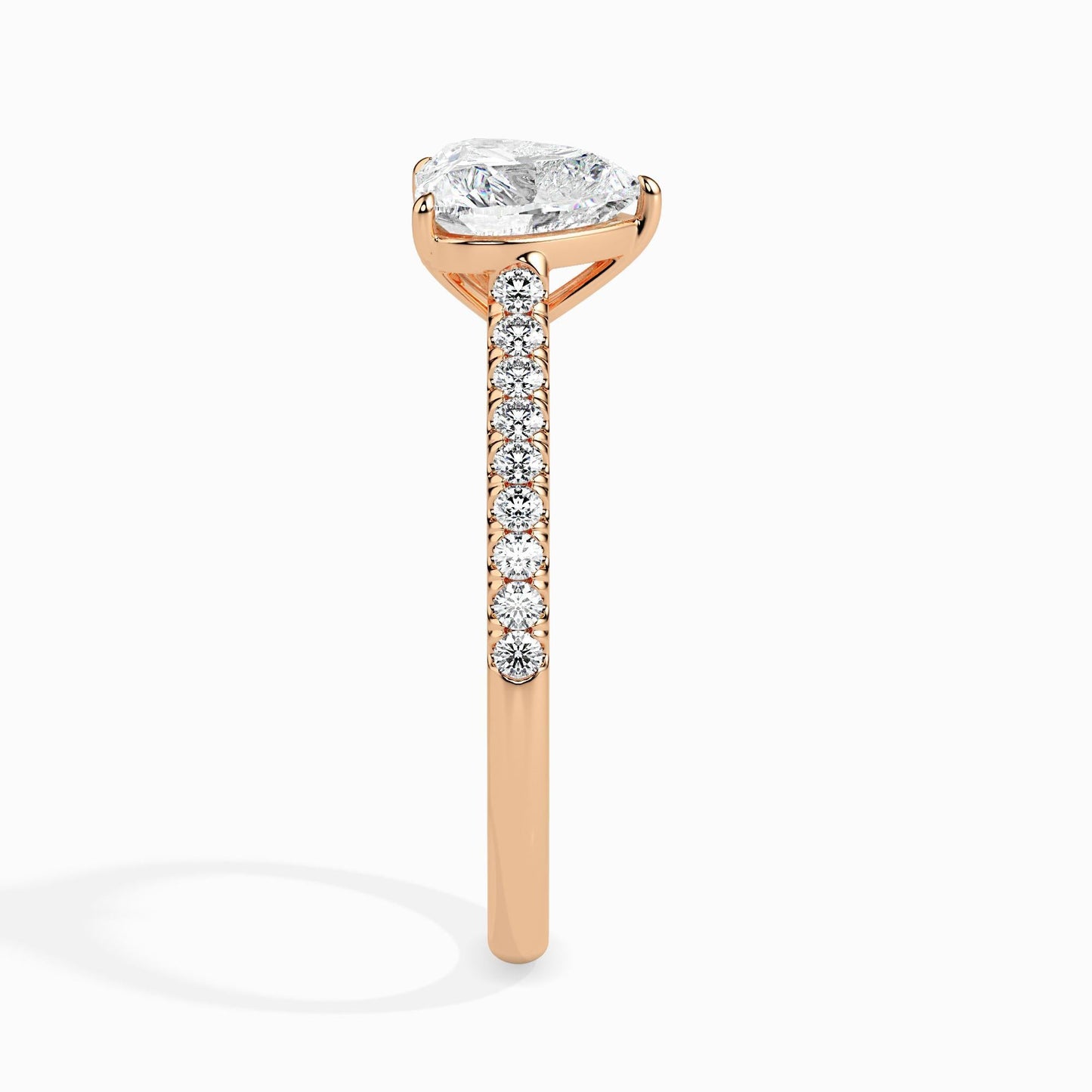 50 Cent Heart Solitaire Ring in Diamond Band