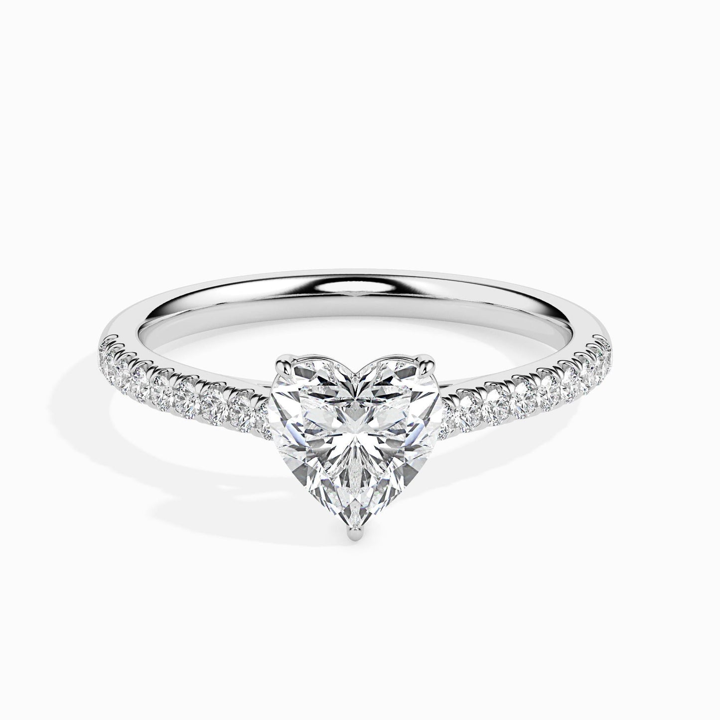 50 Cent Heart Solitaire Ring in Diamond Band