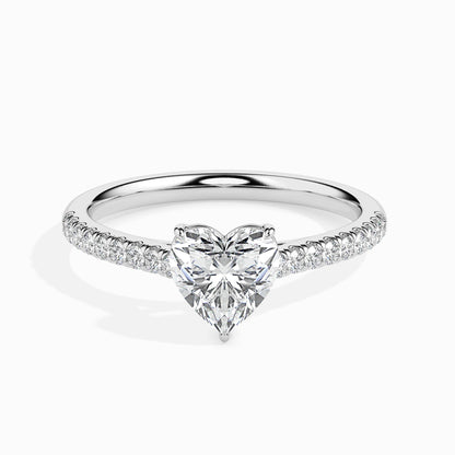50 Cent Heart Solitaire Ring in Diamond Band