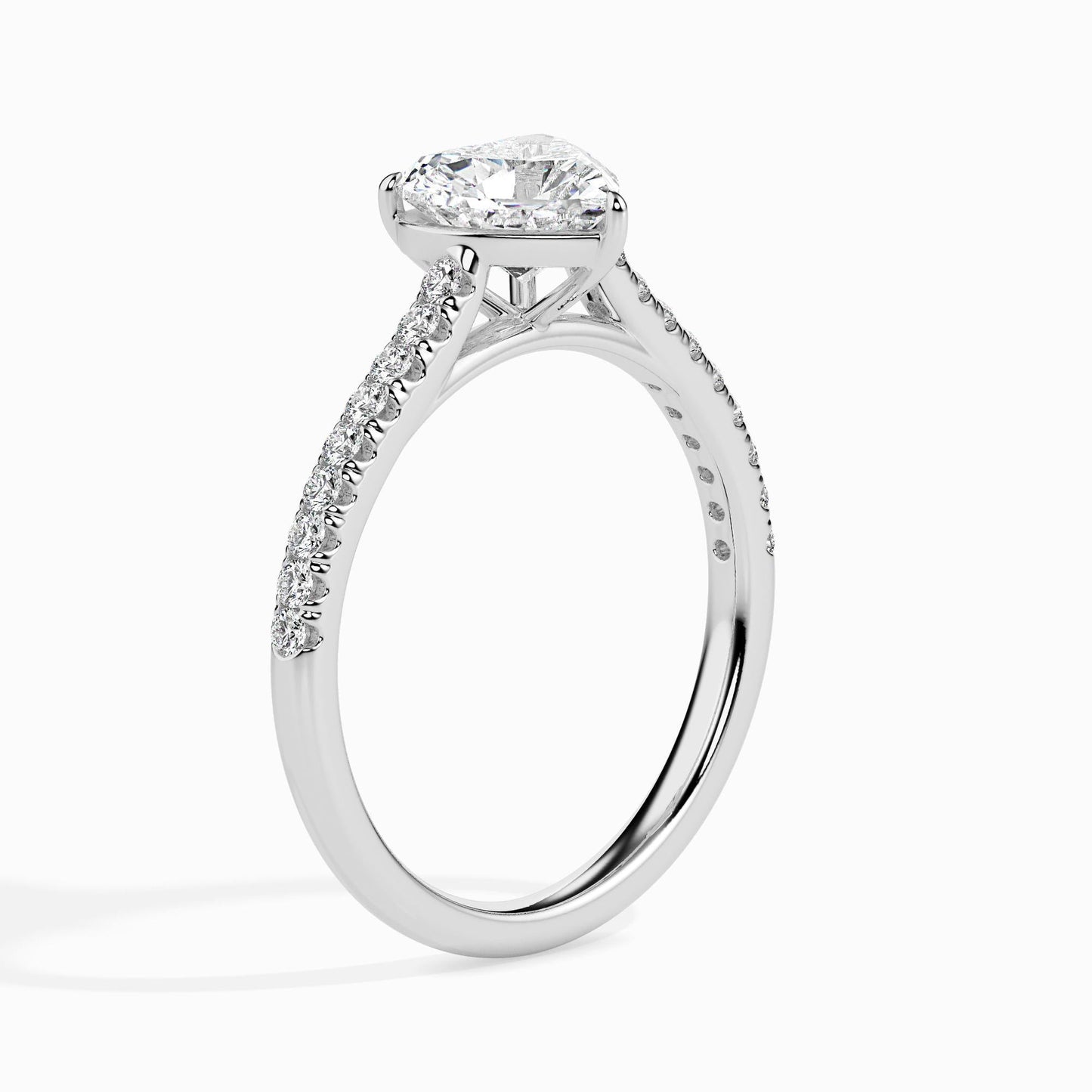 50 Cent Heart Solitaire Ring in Diamond Band