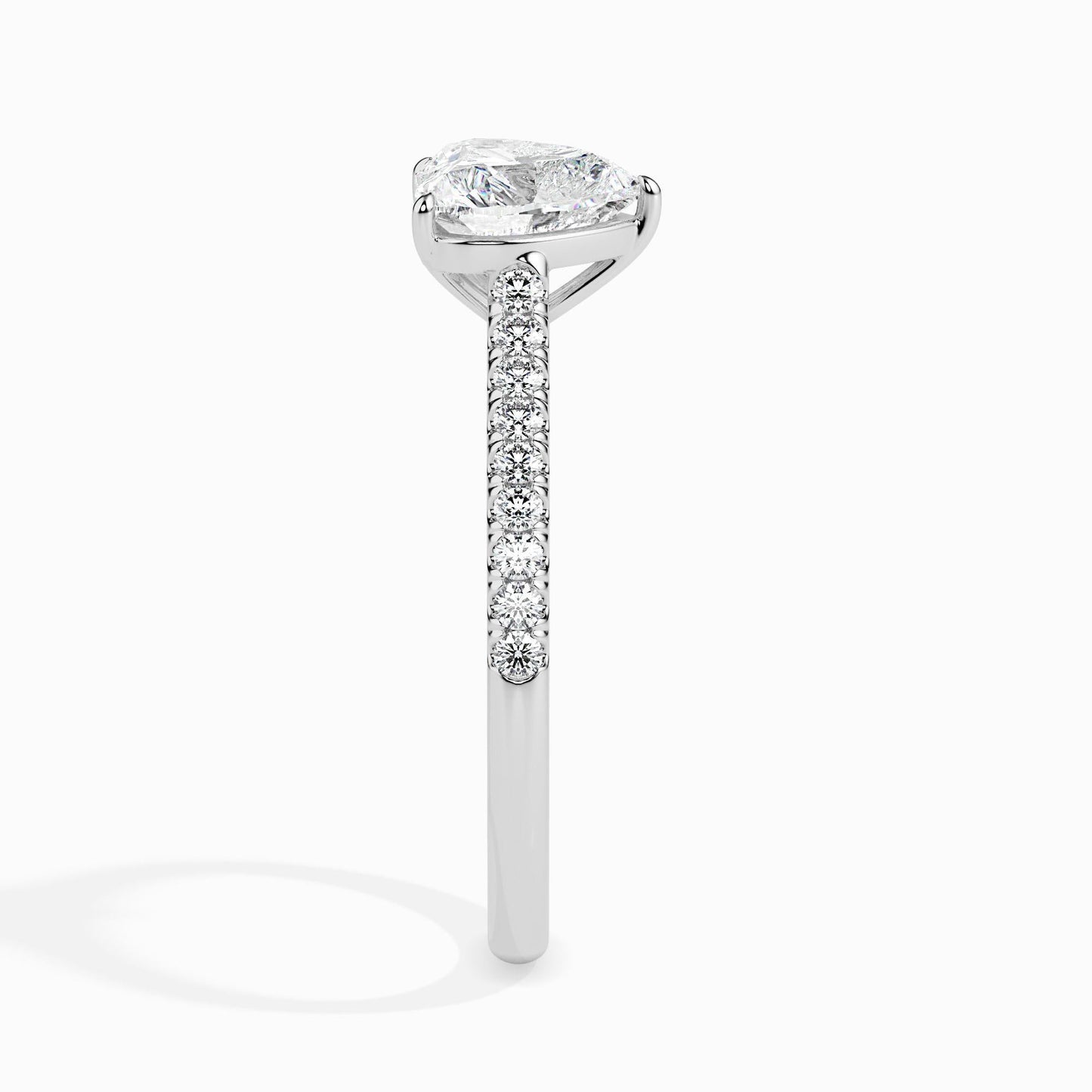 50 Cent Heart Solitaire Ring in Diamond Band