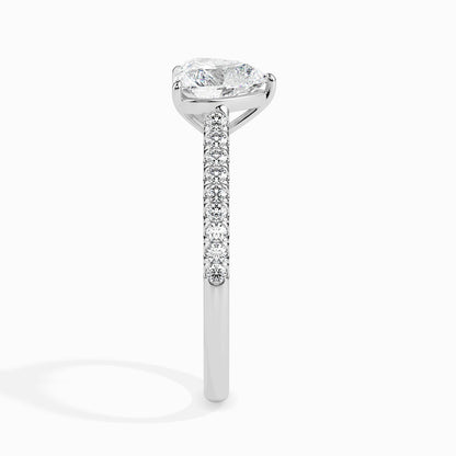 50 Cent Heart Solitaire Ring in Diamond Band