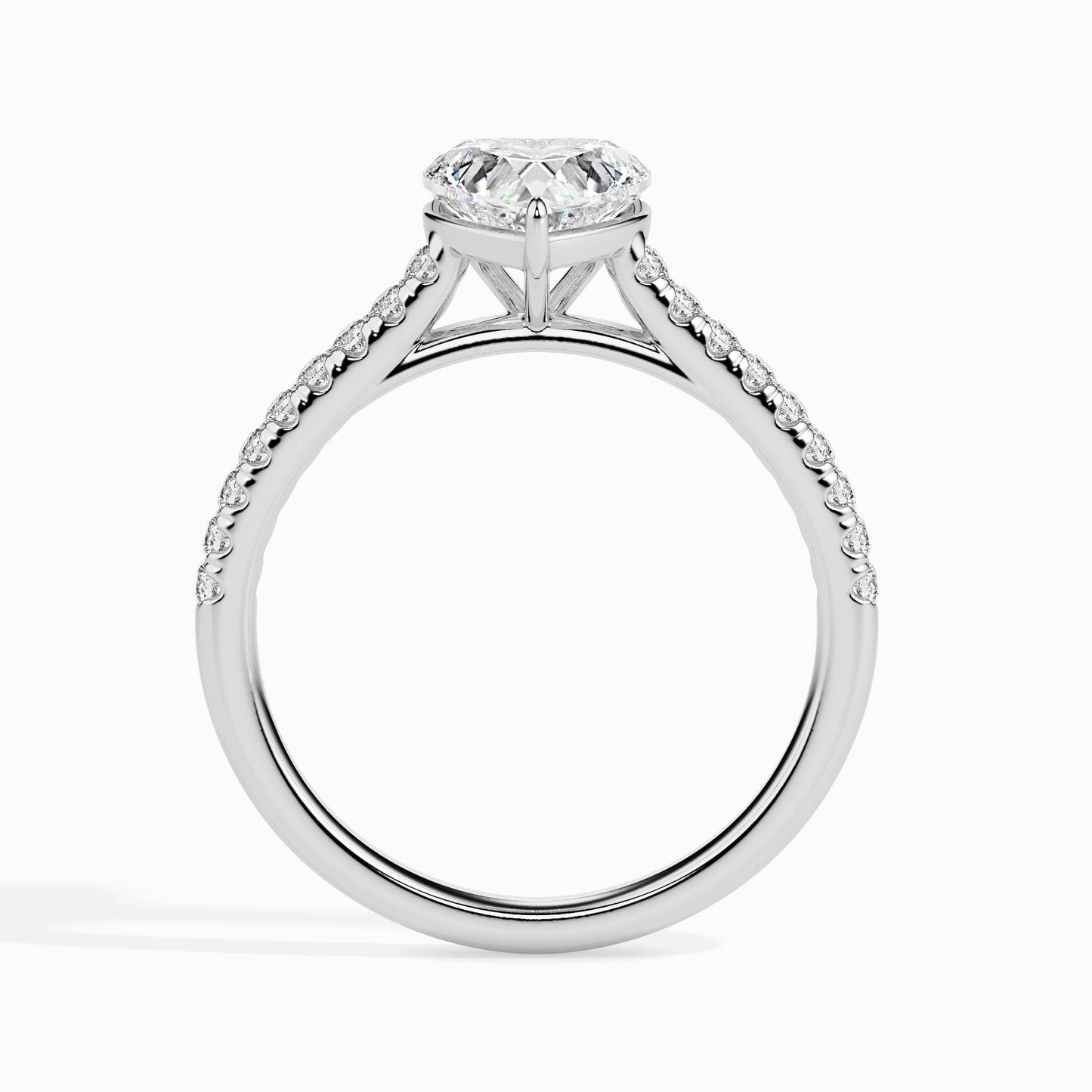 1 Carat Heart Solitaire Ring in Diamond Band