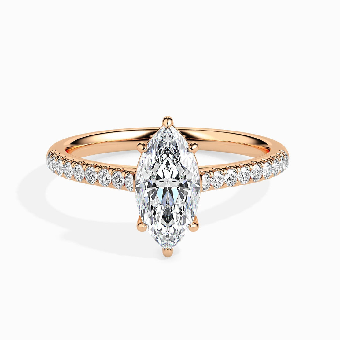 50 Cent Marquise Solitaire Ring in Diamond Band