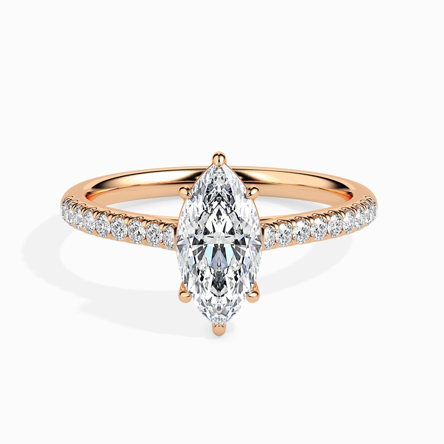 50 Cent Marquise Solitaire Ring in Diamond Band