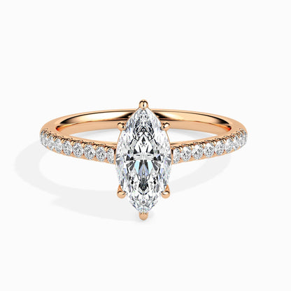 50 Cent Marquise Solitaire Ring in Diamond Band