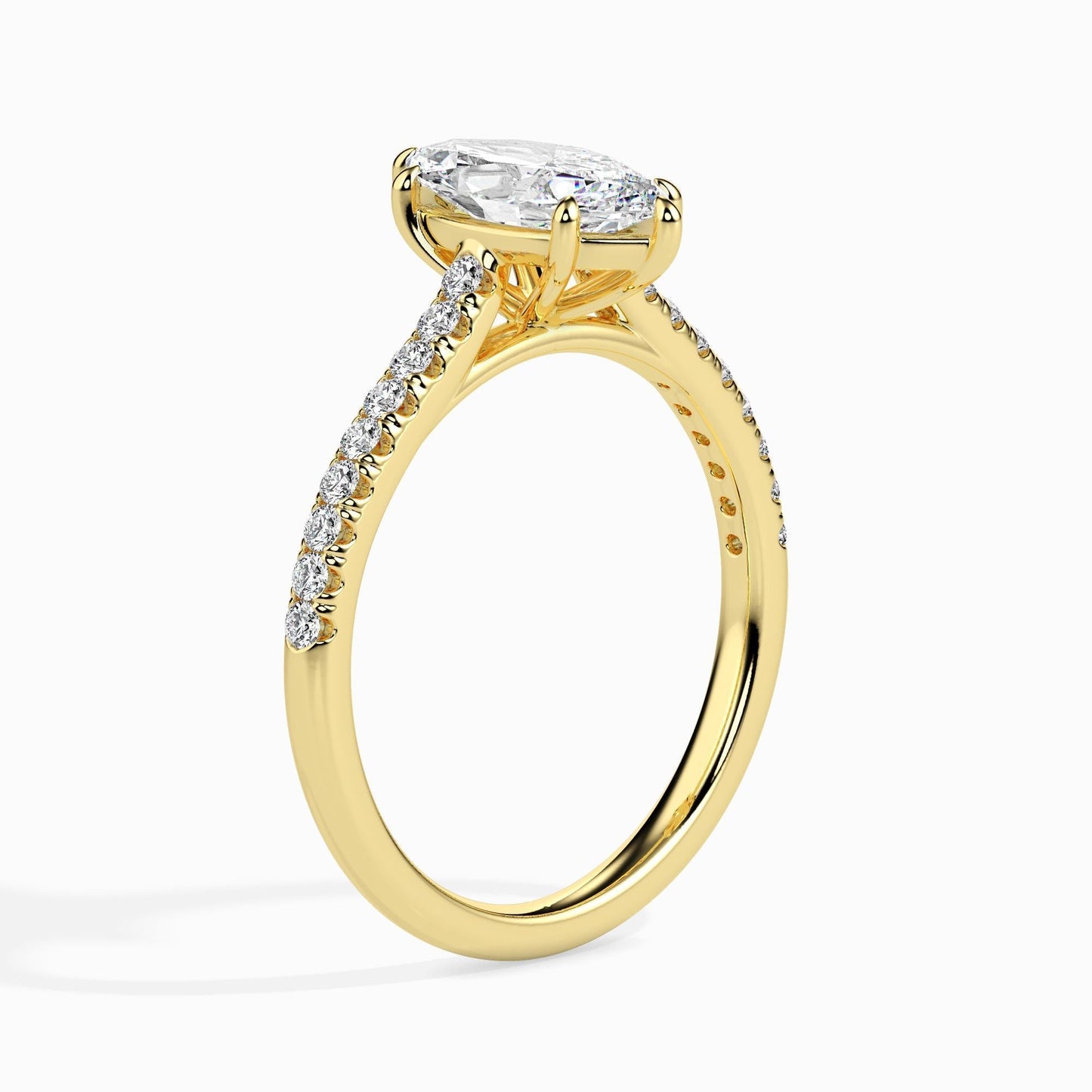 50 Cent Marquise Solitaire Ring in Diamond Band