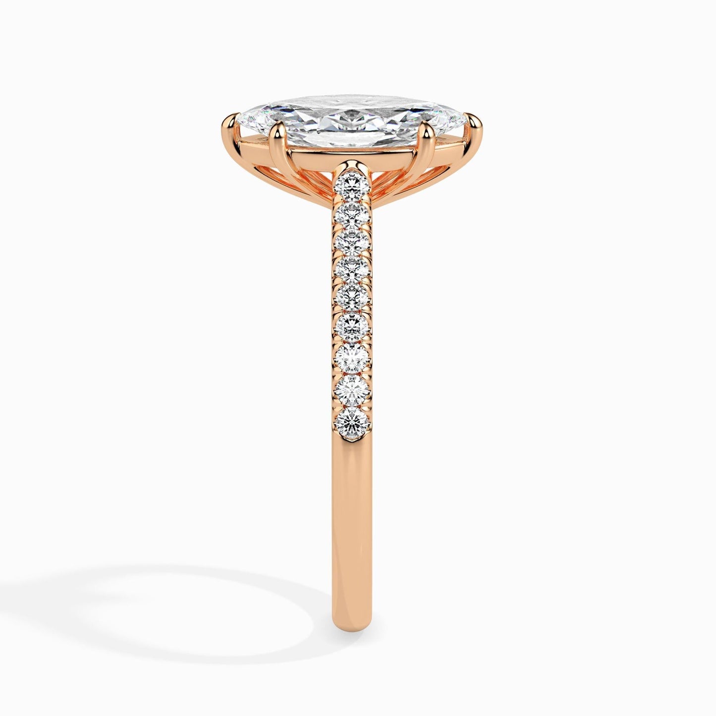 50 Cent Marquise Solitaire Ring in Diamond Band