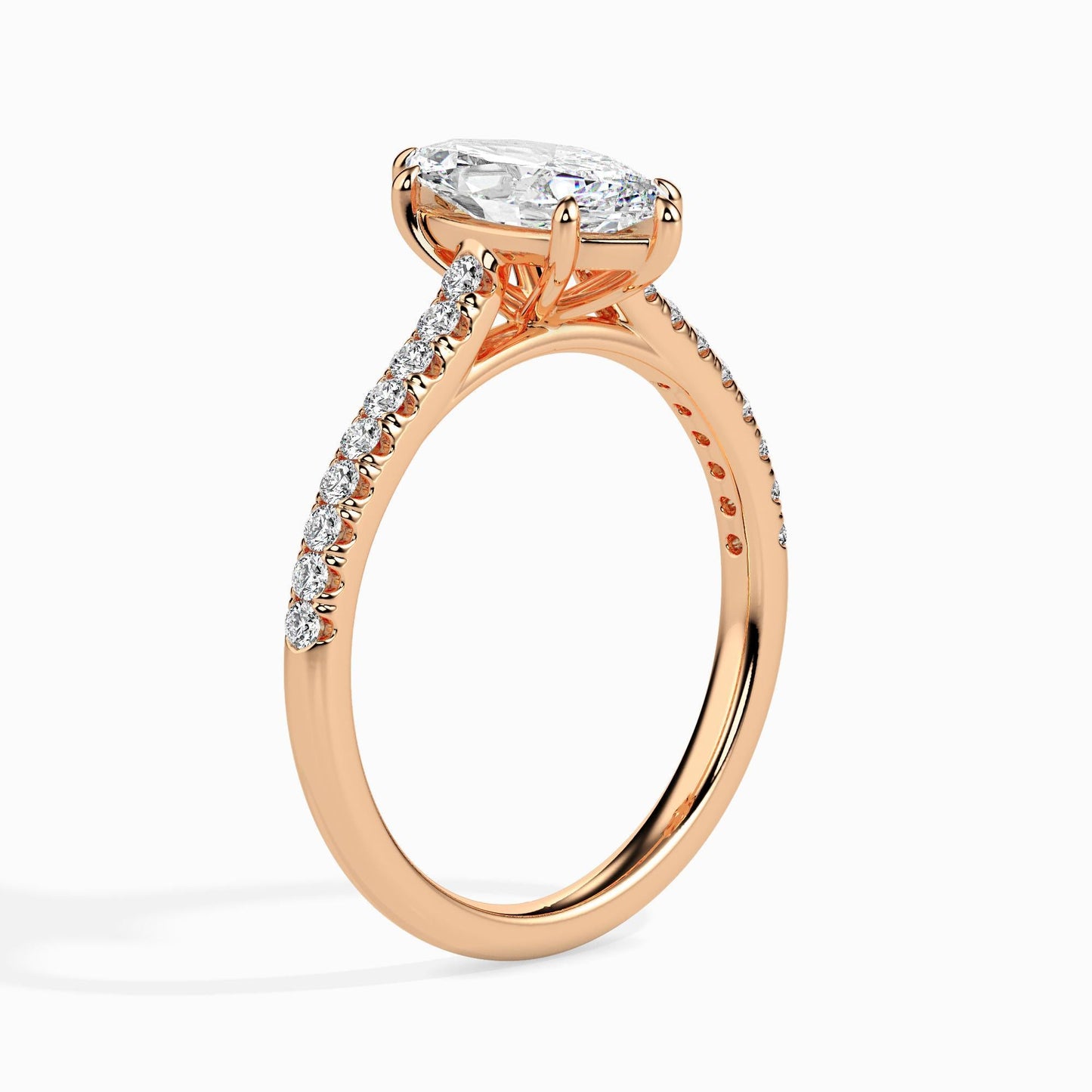 50 Cent Marquise Solitaire Ring in Diamond Band