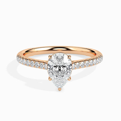 50 Cent Pear Solitaire Ring in Diamond Band