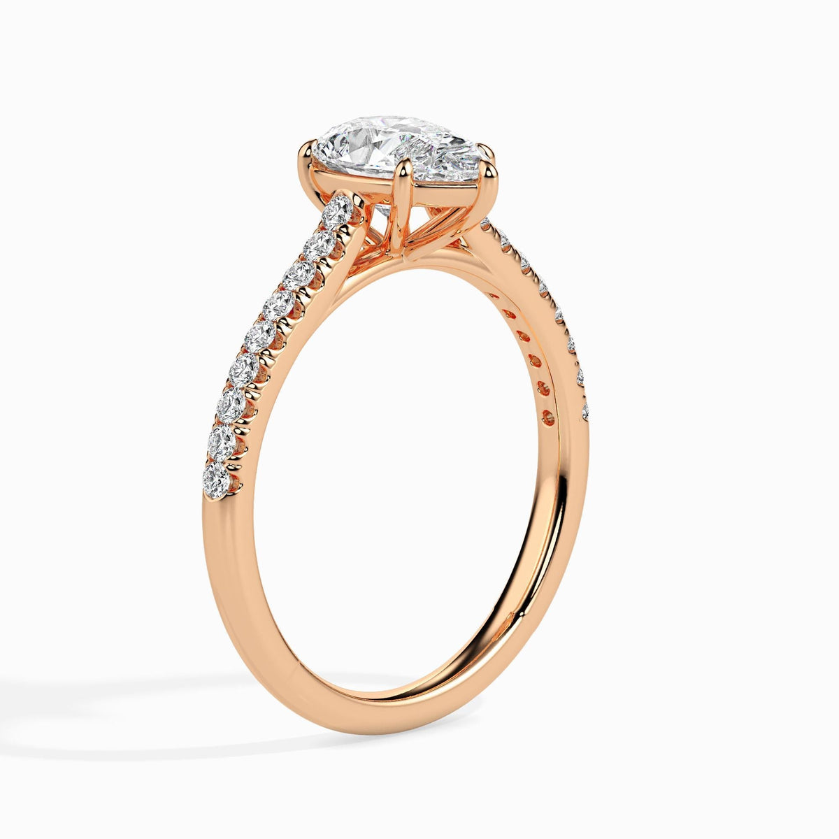 50 Cent Pear Solitaire Ring in Diamond Band