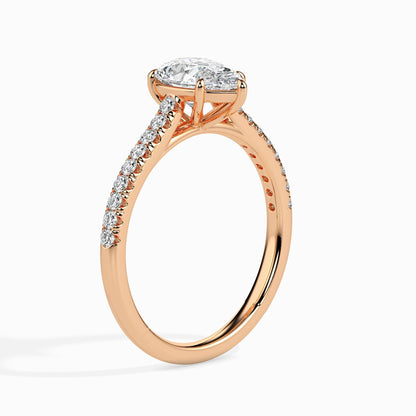 50 Cent Pear Solitaire Ring in Diamond Band