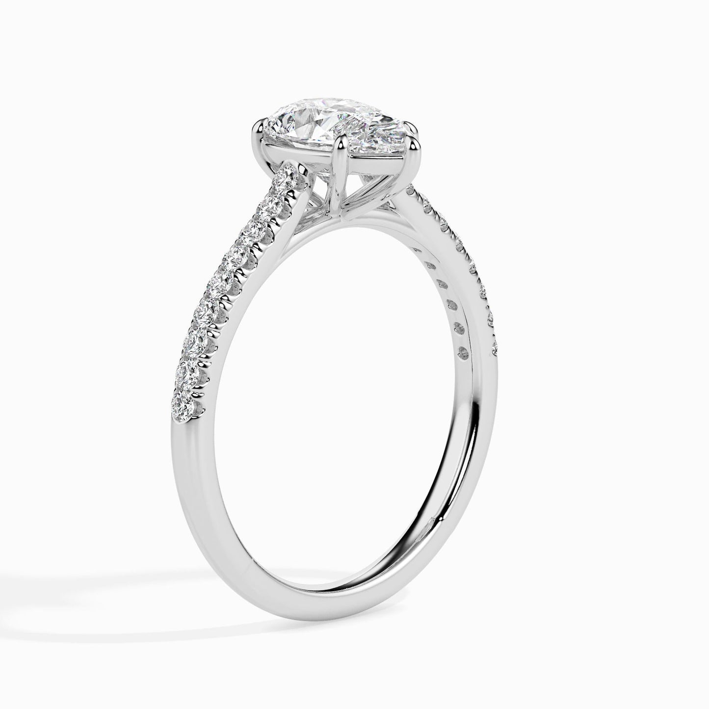50 Cent Pear Solitaire Ring in Diamond Band