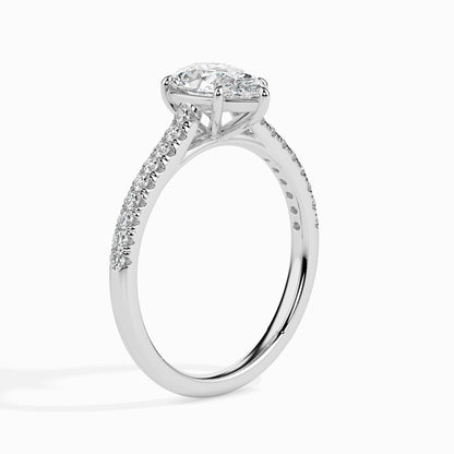 50 Cent Pear Solitaire Ring in Diamond Band