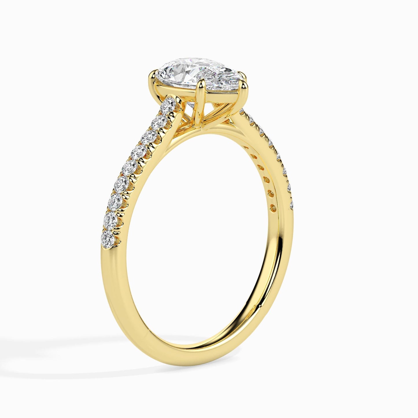 50 Cent Pear Solitaire Ring in Diamond Band