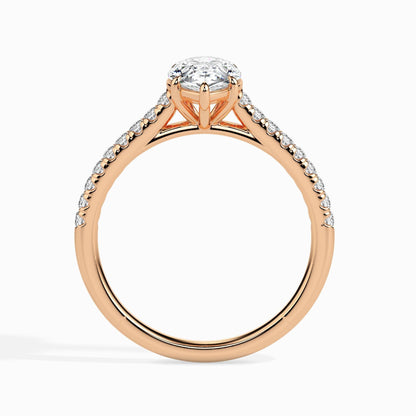 50 Cent Pear Solitaire Ring in Diamond Band