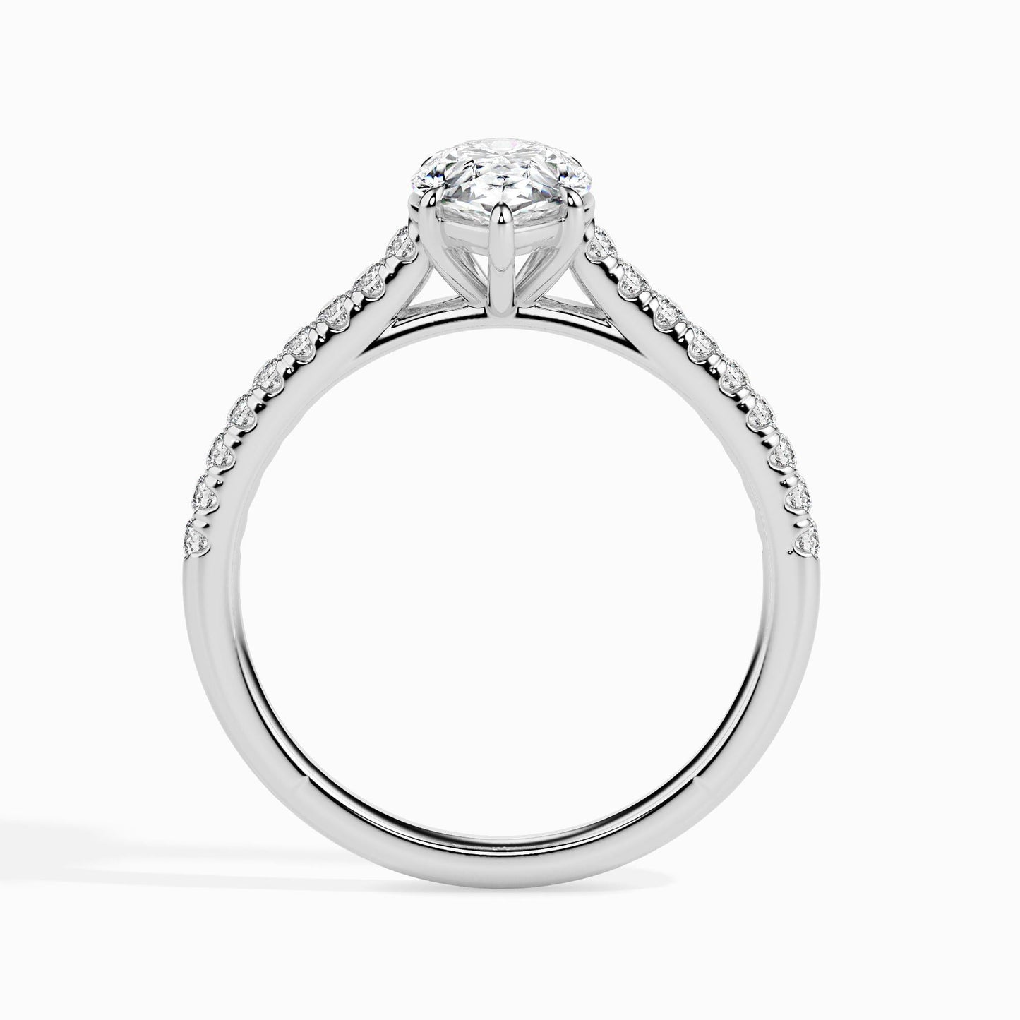 50 Cent Pear Solitaire Ring in Diamond Band