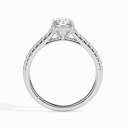 50 Cent Pear Solitaire Ring in Diamond Band