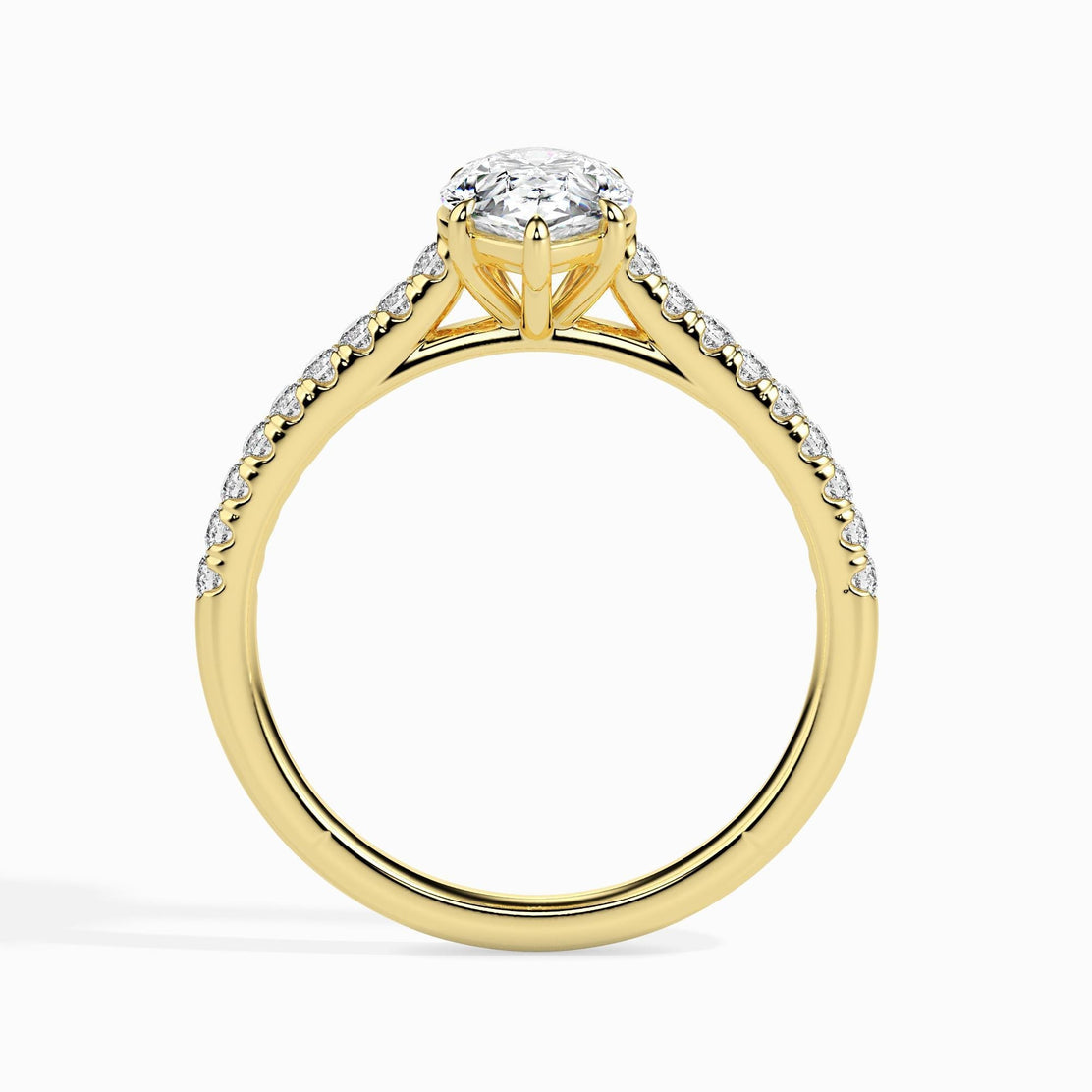 50 Cent Pear Solitaire Ring in Diamond Band
