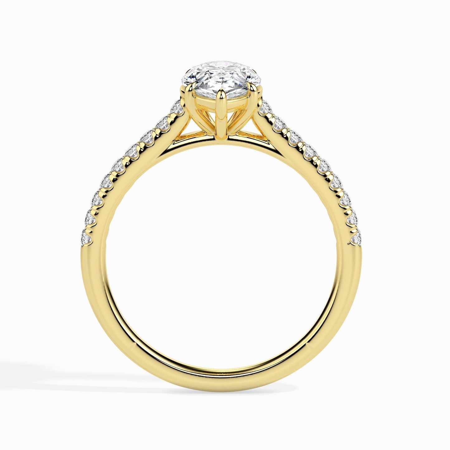 50 Cent Pear Solitaire Ring in Diamond Band