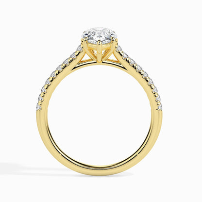 50 Cent Pear Solitaire Ring in Diamond Band
