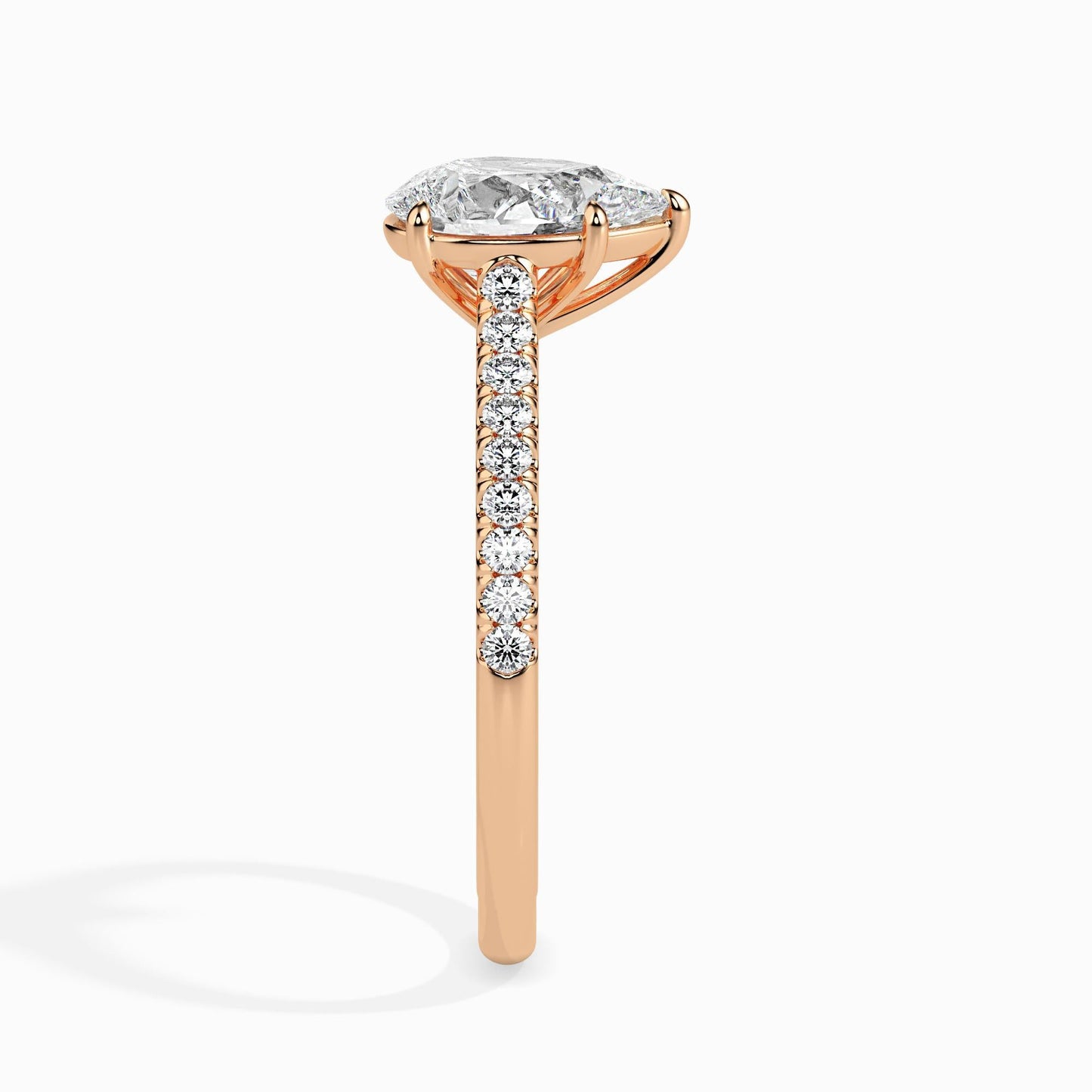 50 Cent Pear Solitaire Ring in Diamond Band