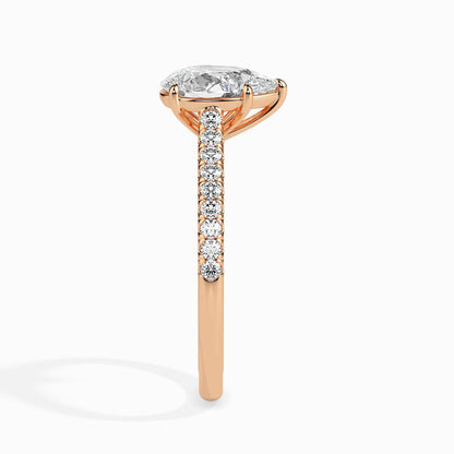 50 Cent Pear Solitaire Ring in Diamond Band