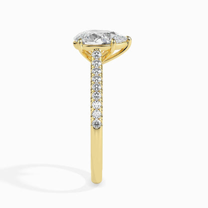 50 Cent Pear Solitaire Ring in Diamond Band
