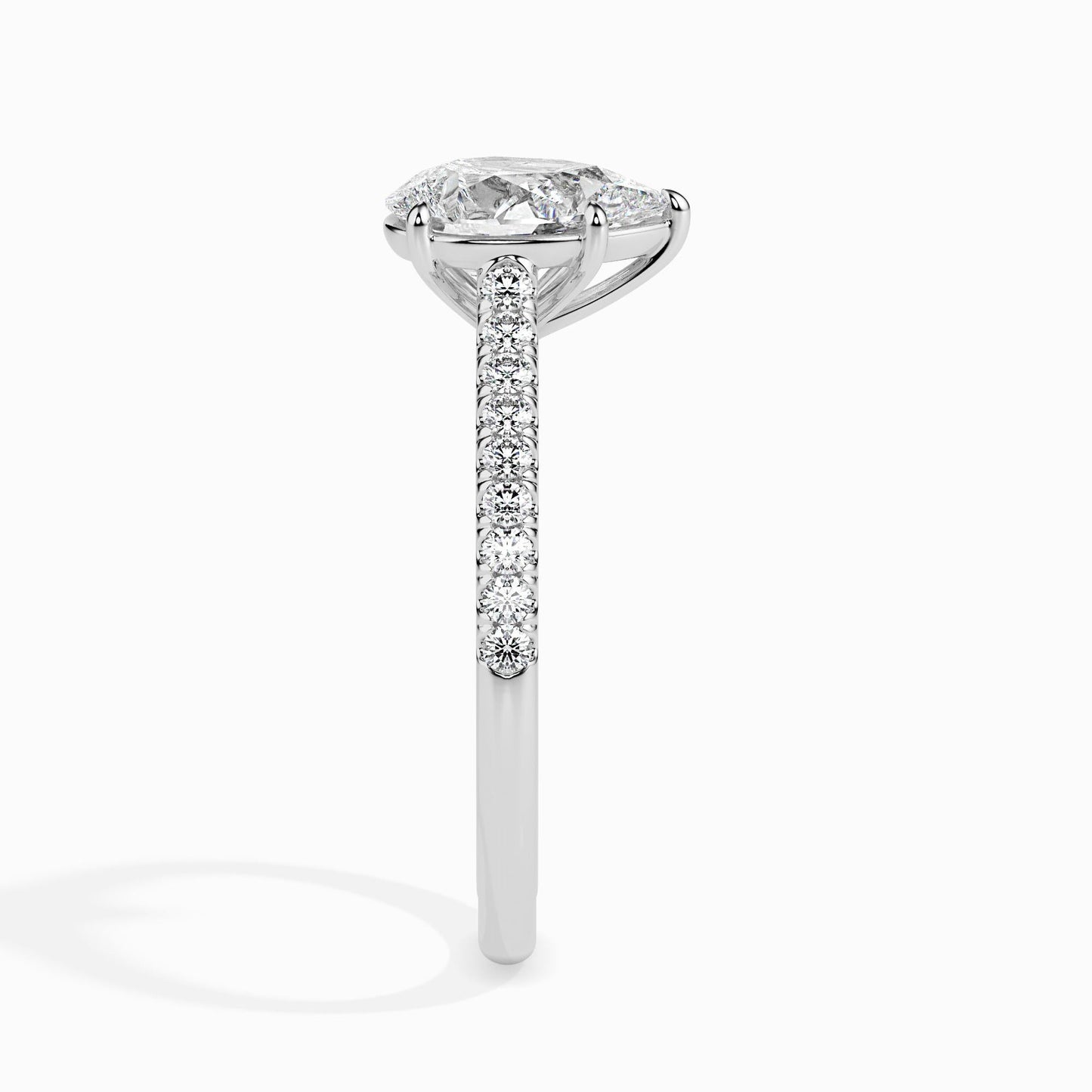 50 Cent Pear Solitaire Ring in Diamond Band