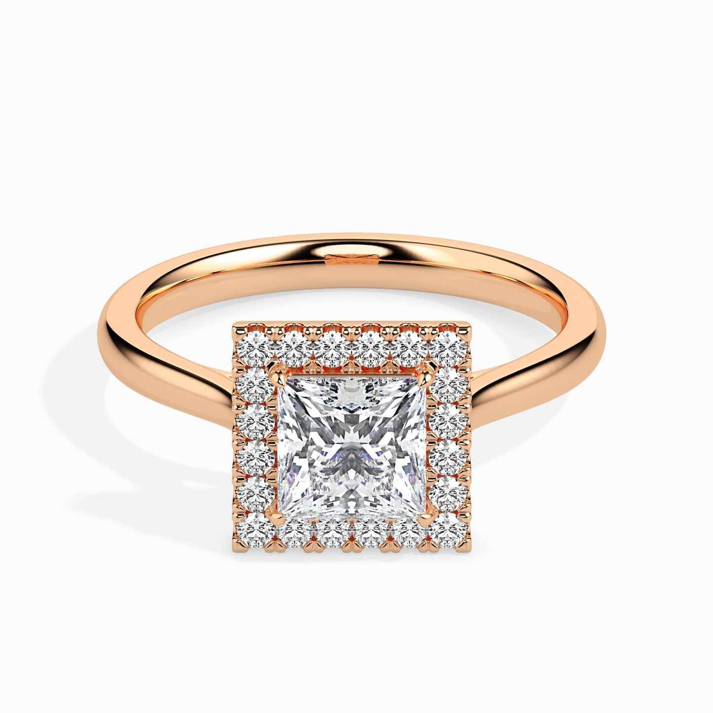 50 Cent Princess Solitaire Ring with Halo