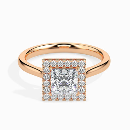 50 Cent Princess Solitaire Ring with Halo