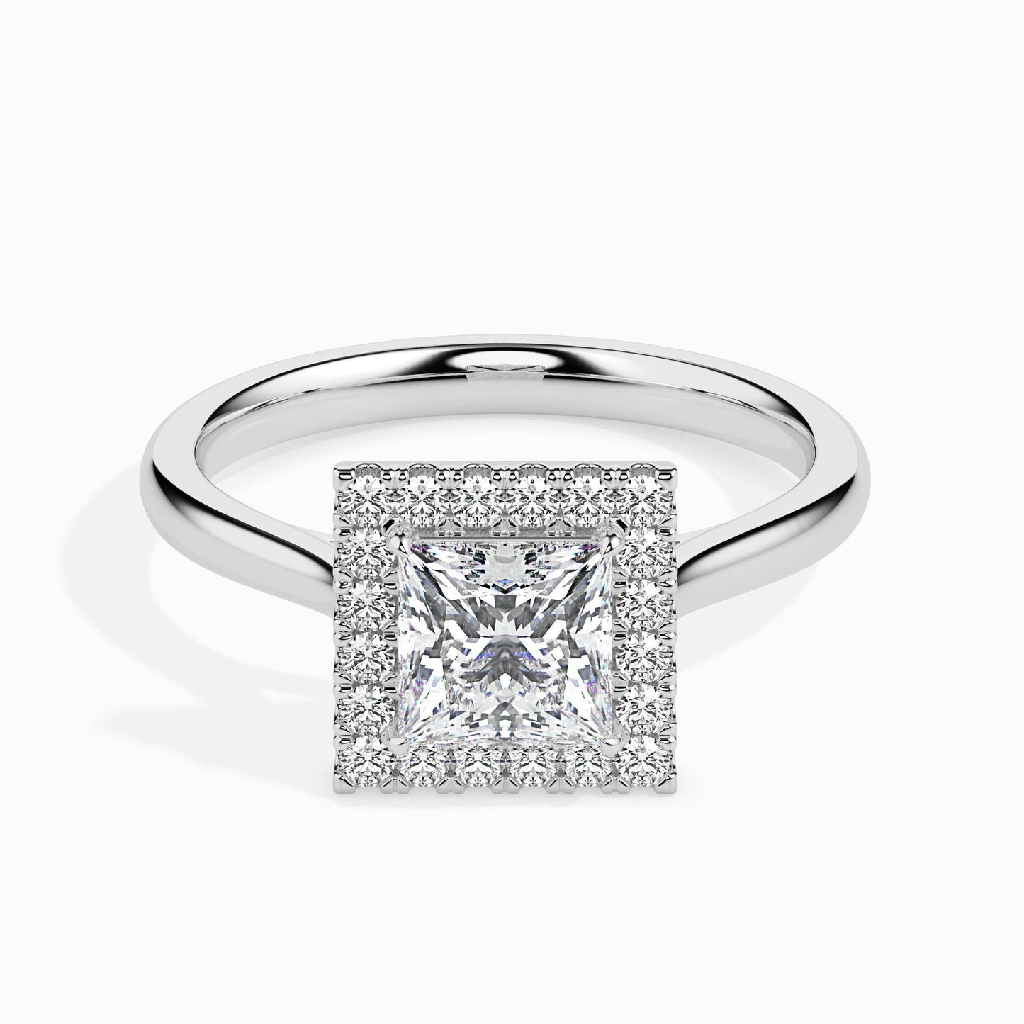 1 Carat Princess Solitaire Ring with Halo