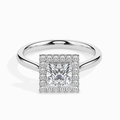 1 Carat Princess Solitaire Ring with Halo