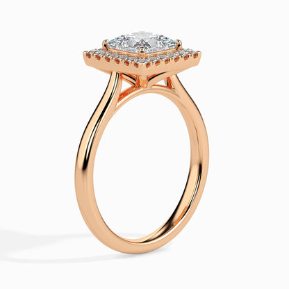 1 Carat Princess Solitaire Ring with Halo