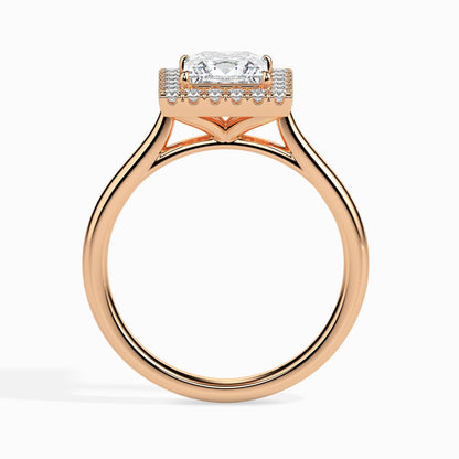 1 Carat Princess Solitaire Ring with Halo