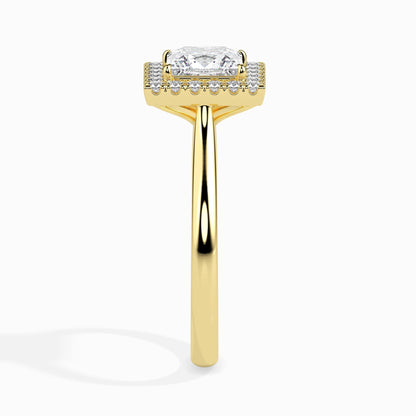 1 Carat Princess Solitaire Ring with Halo