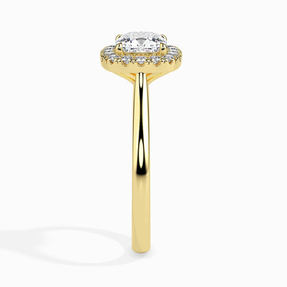 50 Cent Cushion Solitaire Ring with Halo