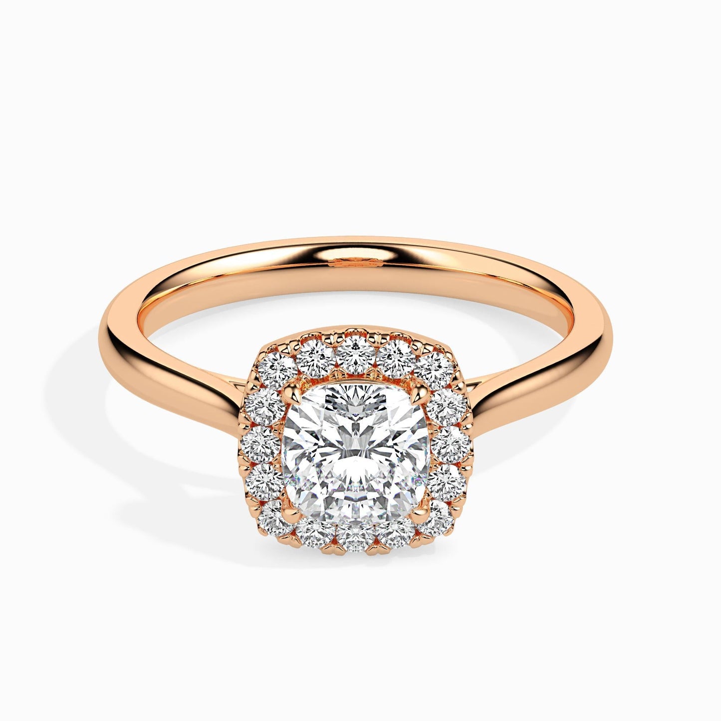 1 Carat Cushion Solitaire Ring with Halo