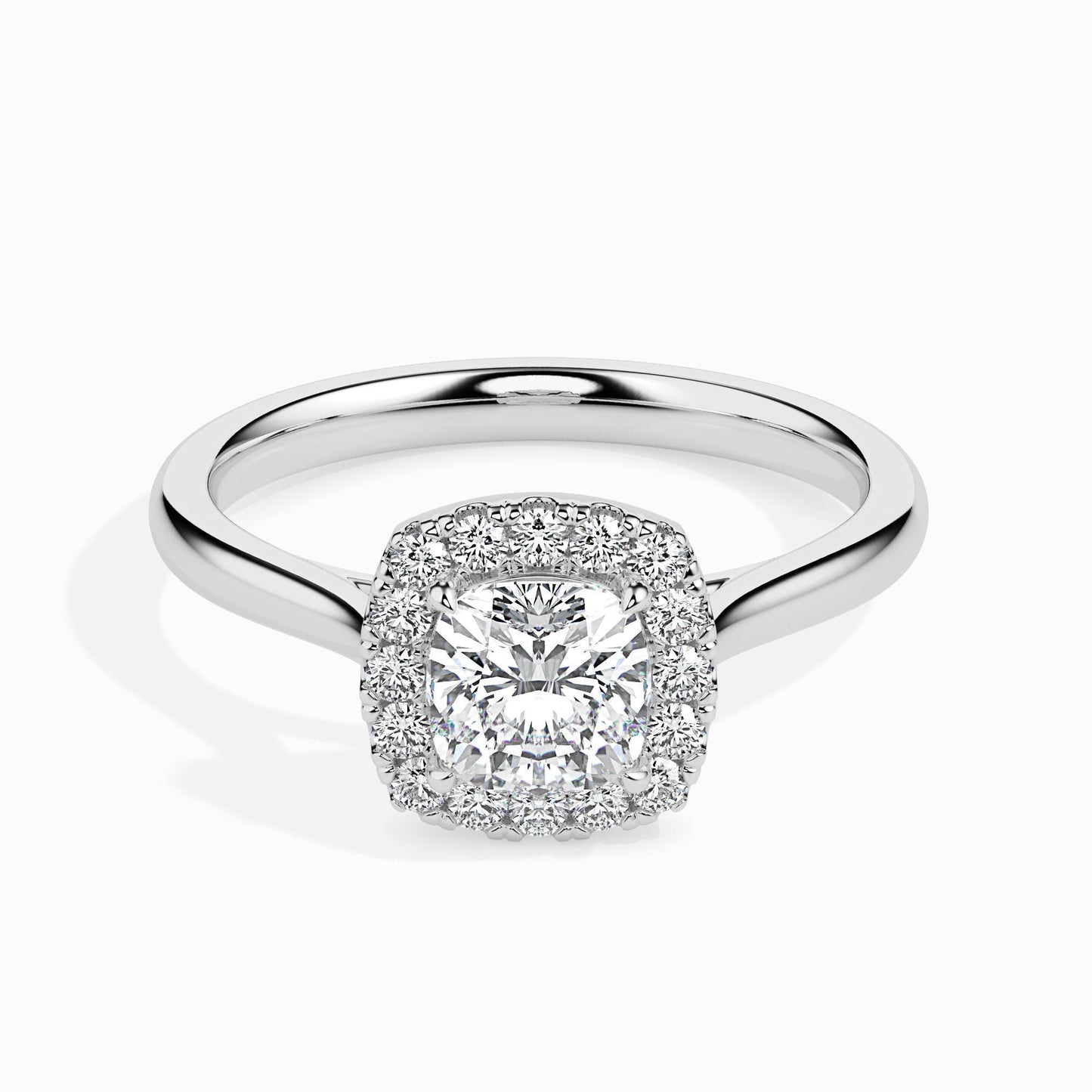 1 Carat Cushion Solitaire Ring with Halo