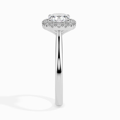 1 Carat Cushion Solitaire Ring with Halo