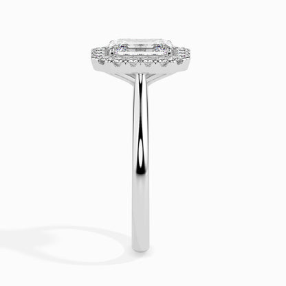 50 Cent Emerald Solitaire Ring with Halo