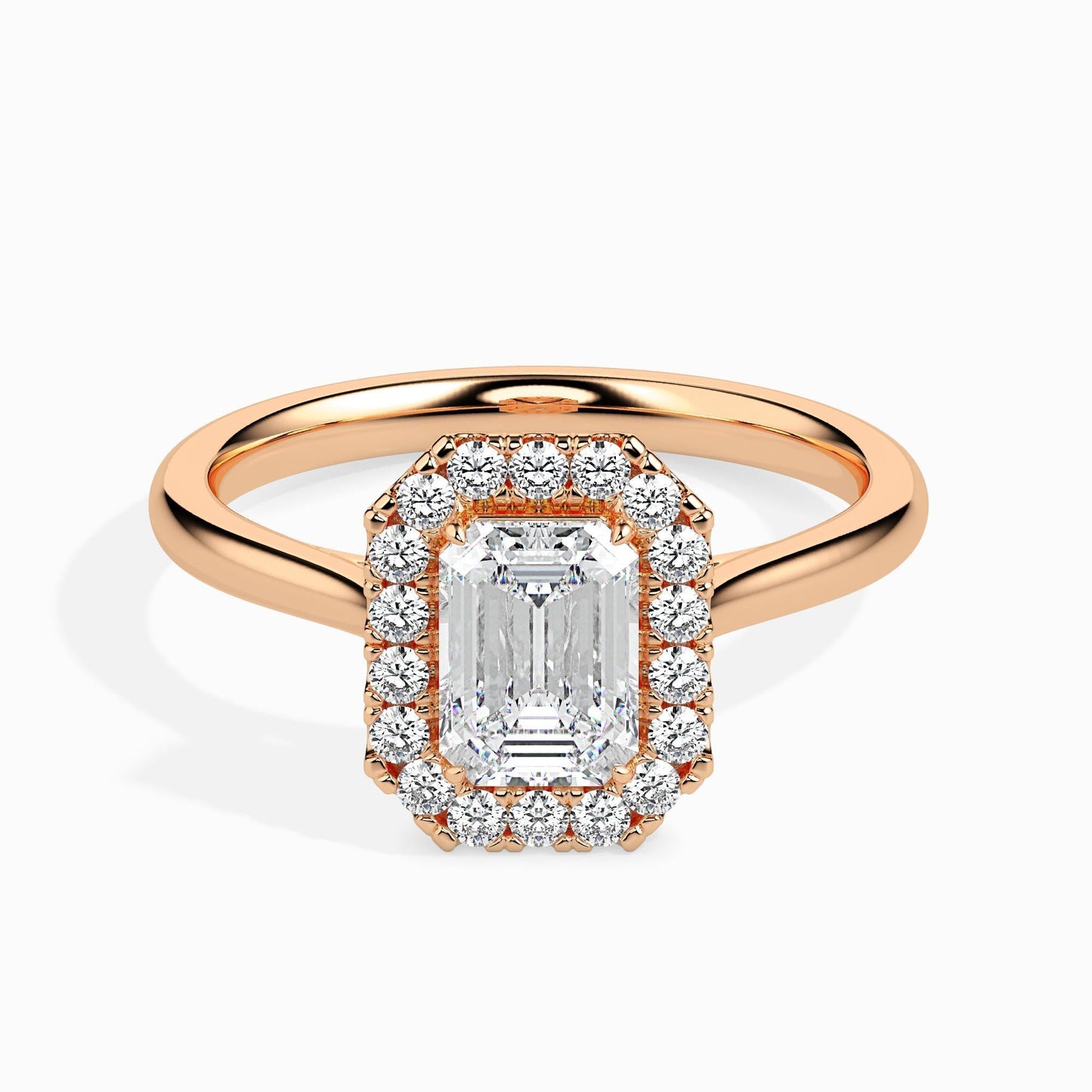 1 Carat Emerald Solitaire Ring with Halo