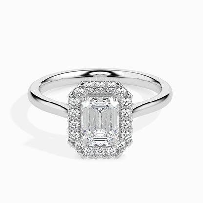 1 Carat Emerald Solitaire Ring with Halo