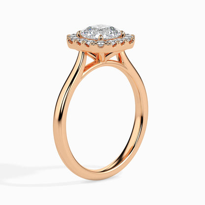 50 Cent Asscher Solitaire Ring with Halo