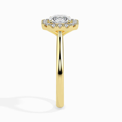 1 Carat Asscher Solitaire Ring with Halo